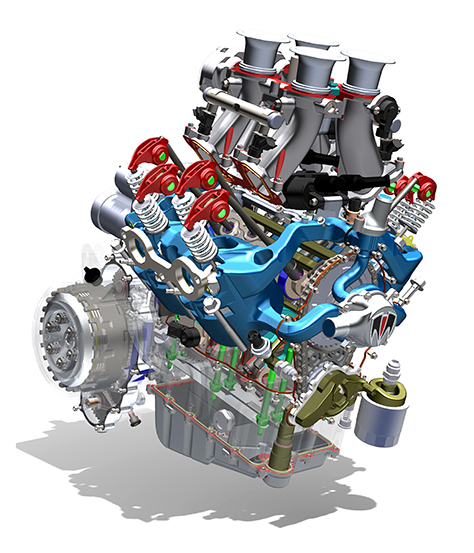 Cutaway technical rendering of an advanced engine assembly