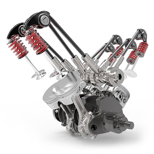 Technical automotive valvetrain rendering